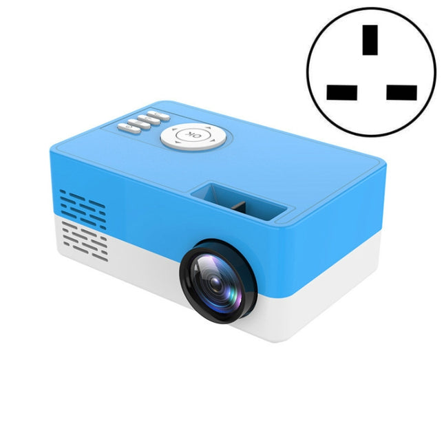 S261/J16 Home Mini HD 1080P Portable LED Projector, Support TF Card / AV / U Disk, Plug Specification:UK Plug(Blue White)-garmade.com