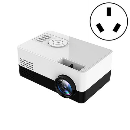 S261/J16 Home Mini HD 1080P Portable LED Projector, Support TF Card / AV / U Disk, Plug Specification:AU Plug(White Black)-garmade.com