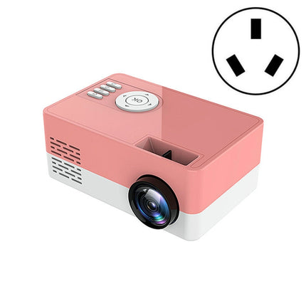 S261/J16 Home Mini HD 1080P Portable LED Projector, Support TF Card / AV / U Disk, Plug Specification:AU Plug(Pink White)-garmade.com