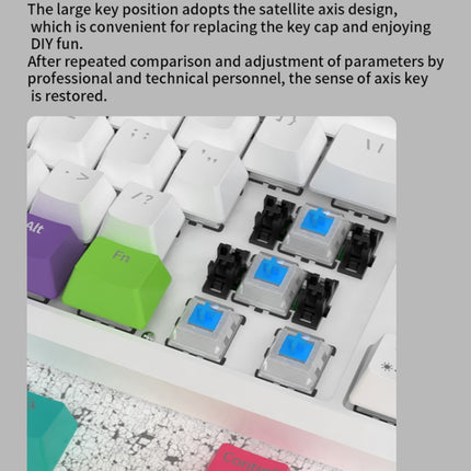 Ajazz K870T 87-keys Wired Bluetooth + Type-C Rechargeable Mechanical Keyboard Mini RGB Backlit Keyboard, Cable Length: 1.6m(Black Shaft)-garmade.com
