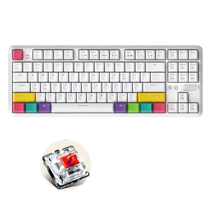 Ajazz K870T 87-keys Wired Bluetooth + Type-C Rechargeable Mechanical Keyboard Mini RGB Backlit Keyboard, Cable Length: 1.6m(Red Shaft)-garmade.com
