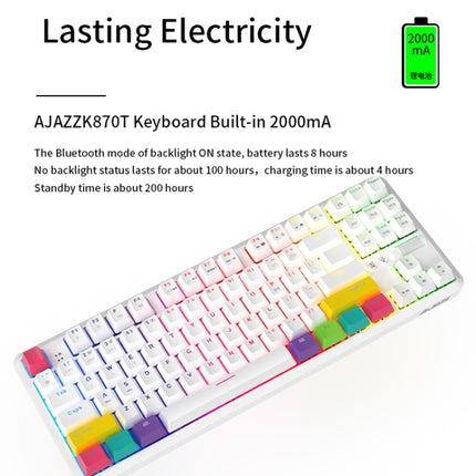 Ajazz K870T 87-keys Wired Bluetooth + Type-C Rechargeable Mechanical Keyboard Mini RGB Backlit Keyboard, Cable Length: 1.6m(Tea Shaft)-garmade.com