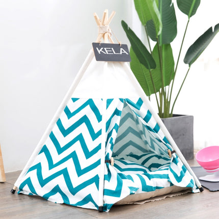 Striped Pattern Pet Tent Bed with Cushion, Size:Small 40×40×50cm(Green)-garmade.com