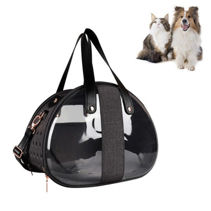 Easy Pet Outing Transparent Backpack Foldable Breathable Cat Bag, Specification: 39X27X30cm(Dark Gray)-garmade.com