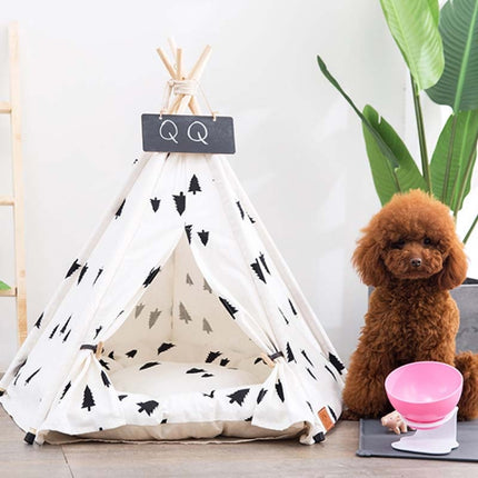 Foldable Pet Tent Breathable Pine Pet Nest Pet Mat, Style:With Cushion, Size:Small 40×40×50cm-garmade.com