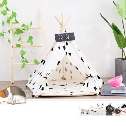 Foldable Pet Tent Breathable Pine Pet Nest Pet Mat, Style:Without Cushion, Size:Small 40×40×50cm-garmade.com