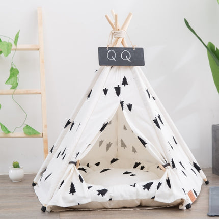 Foldable Pet Tent Breathable Pine Pet Nest Pet Mat, Style:With Cushion, Size:Medium 50×50×60cm-garmade.com