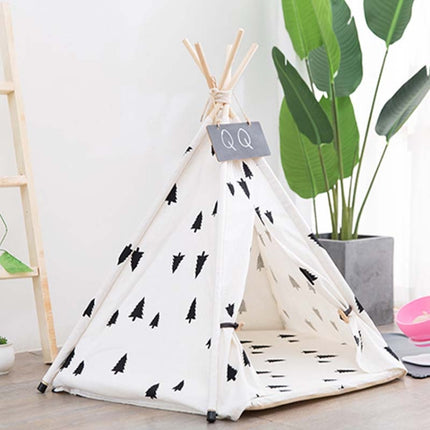 Foldable Pet Tent Breathable Pine Pet Nest Pet Mat, Style:Without Cushion, Size:Medium 50×50×60cm-garmade.com