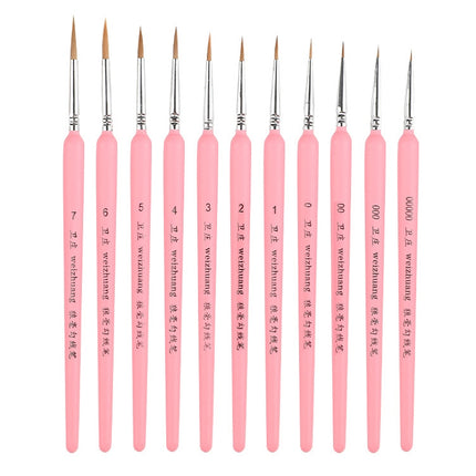 11 PCS Full Sets WeiZhuang Hook Line Pen Painting Hand-painted Watercolor Wolf Mint Hook Line Pen Painting Stroke Thin Line Brush, Color:Pink-garmade.com