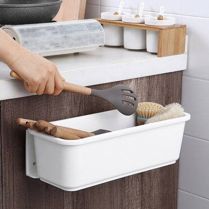 Wall-mounted Drawer Type Kitchen Spice Rack Perforation-free Household Cabinets & Kitchenware Storage Rack(White)-garmade.com