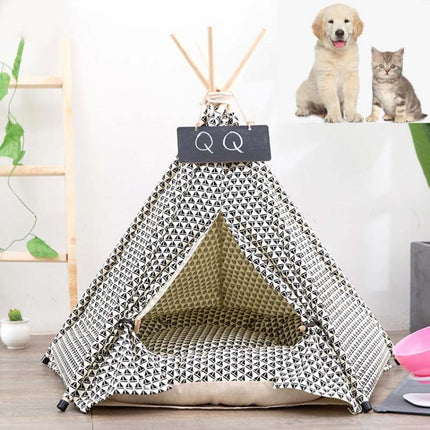 Dhow Removable And Washable Foldable Pet Tent Cat Tent Dog Tent, Style:With Cushion, Size:Small 40×40×50cm-garmade.com