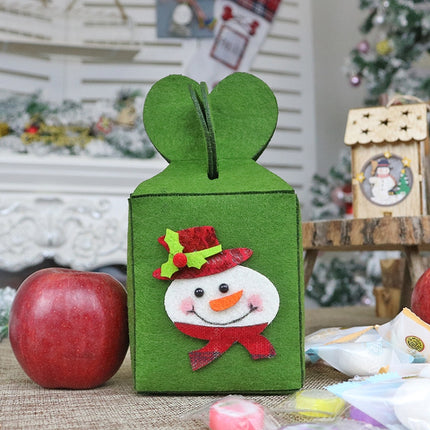 Foldable Apple Gift Packaging Bag Creative Non-Woven Bag Christmas Decoration(Snowman)-garmade.com