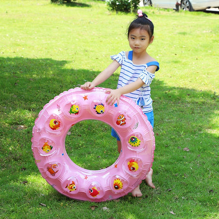 10 PCS Cartoon Pattern Double Airbag Thickened Inflatable Swimming Ring Crystal Swimming Ring, Size:50 cm(Yellow)-garmade.com