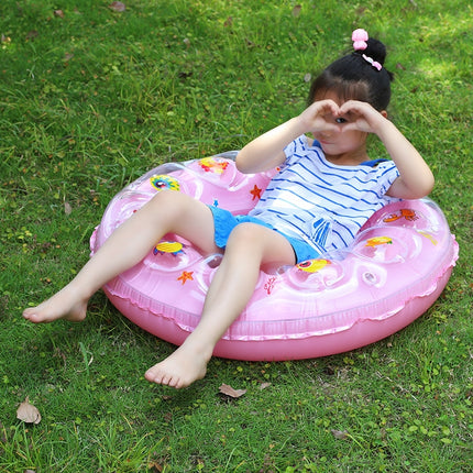 10 PCS Cartoon Pattern Double Airbag Thickened Inflatable Swimming Ring Crystal Swimming Ring, Size:50 cm(Pink)-garmade.com