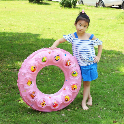 10 PCS Cartoon Pattern Double Airbag Thickened Inflatable Swimming Ring Crystal Swimming Ring, Size:60 cm(Yellow)-garmade.com