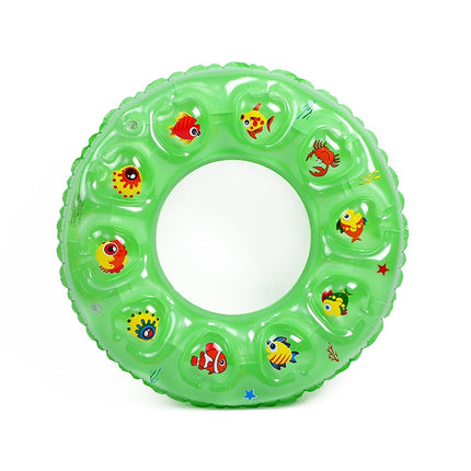 10 PCS Cartoon Pattern Double Airbag Thickened Inflatable Swimming Ring Crystal Swimming Ring, Size:60 cm(Green)-garmade.com