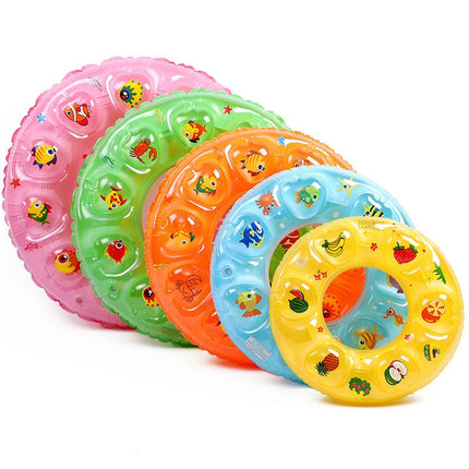 10 PCS Cartoon Pattern Double Airbag Thickened Inflatable Swimming Ring Crystal Swimming Ring, Size:60 cm(Pink)-garmade.com