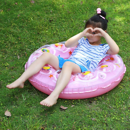 10 PCS Cartoon Pattern Double Airbag Thickened Inflatable Swimming Ring Crystal Swimming Ring, Size:70 cm(Pink)-garmade.com