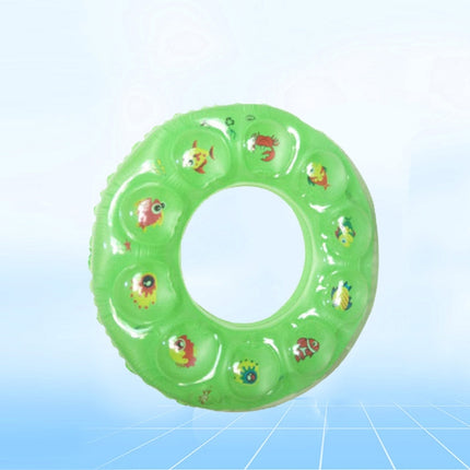 10 PCS Cartoon Pattern Double Airbag Thickened Inflatable Swimming Ring Crystal Swimming Ring, Size:80 cm(Green)-garmade.com