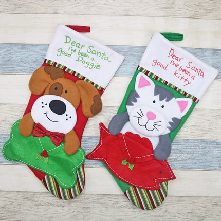 Christmas Ornaments Dog Cat Envelope Socks Christmas Tree Decorations Gift Bag(Cat)-garmade.com