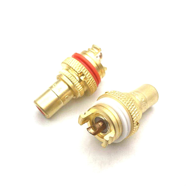 4 PCS / 2 Pairs CMC Copper RCA Female Audio Power Amplifier AV Audio Lotus Socket Terminal(Sand Gold Plated)-garmade.com
