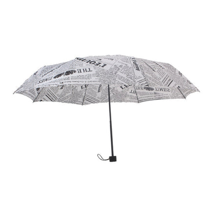 Automatic Retro British Newspaper Umbrella Vinyl Sunscreen Folding Umbrella, Style:Manual(White)-garmade.com