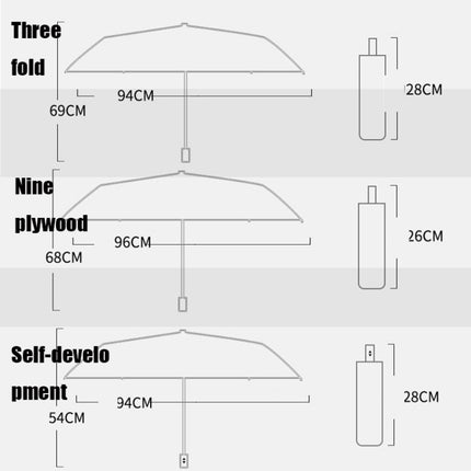 Student Vinyl Sunscreen Small Fresh Umbrella Folding Automatic Umbrella, Style:Tri-fold(Yellow)-garmade.com