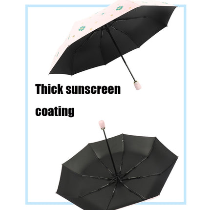 Student Vinyl Sunscreen Small Fresh Umbrella Folding Automatic Umbrella, Style:Self-opening(Light Pink)-garmade.com