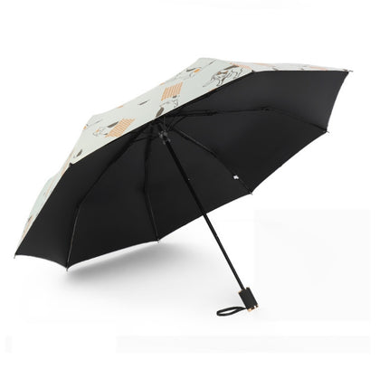 Small Fresh Sun and Rain Dual-use Folding Sunshade UV Protection Sunscreen Umbrella(Beige)-garmade.com