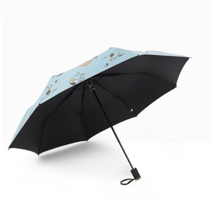 Small Fresh Sun and Rain Dual-use Folding Sunshade UV Protection Sunscreen Umbrella(Light Blue)-garmade.com