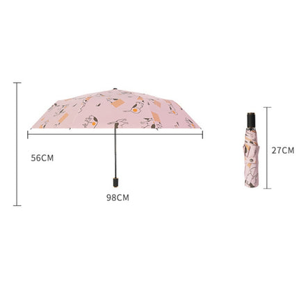 Small Fresh Sun and Rain Dual-use Folding Sunshade UV Protection Sunscreen Umbrella(Light Blue)-garmade.com