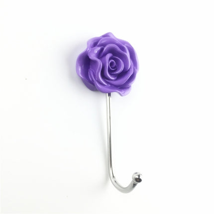 6 PCS Bathroom Non-perforated Rose Hook Non-marking Resin Adhesive Hook(Purple Rose)-garmade.com