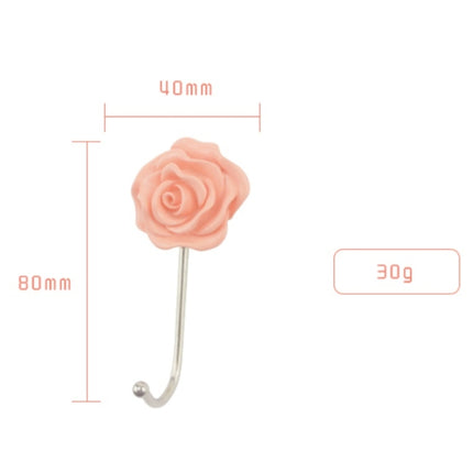 6 PCS Bathroom Non-perforated Rose Hook Non-marking Resin Adhesive Hook(Pink Rose)-garmade.com