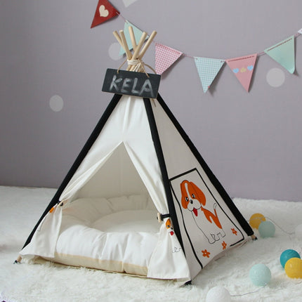 Pet Tent Removable And Washable Wooden Cat Kennel with Cushion, Specification: Small 40×40×50cm(Yellow)-garmade.com