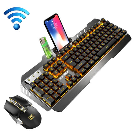 670 Wireless Charging Gaming Glow Keyboard and Mouse Set(Black)-garmade.com