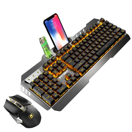 670 Wireless Charging Gaming Glow Keyboard and Mouse Set(Black)-garmade.com