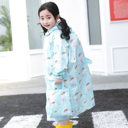 Cartoon Children Raincoats Waterproof Raincoat with Schoolbag, Size: L(Blue)-garmade.com