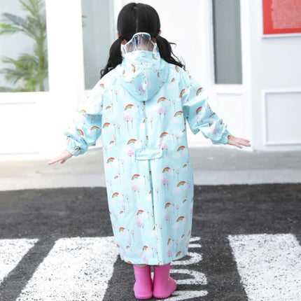 Cartoon Children Raincoats Waterproof Raincoat with Schoolbag, Size: L(Blue)-garmade.com