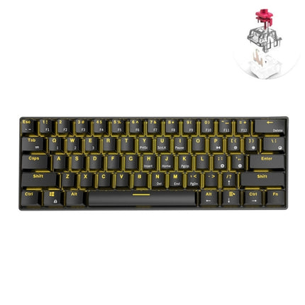 RK61 61 Keys Bluetooth / 2.4G Wireless / USB Wired Three Modes Tablet Mobile Gaming Mechanical Keyboard, Cable Length: 1.5m, Style:Red Shaft(Black)-garmade.com