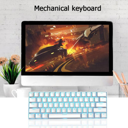 RK61 61 Keys Bluetooth / 2.4G Wireless / USB Wired Three Modes Tablet Mobile Gaming Mechanical Keyboard, Cable Length: 1.5m, Style:Red Shaft(Black)-garmade.com