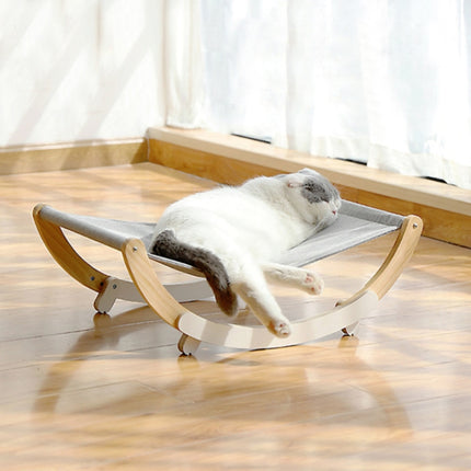 Solid Wood Cat Shaker Breathable Pet Bed(Grey)-garmade.com