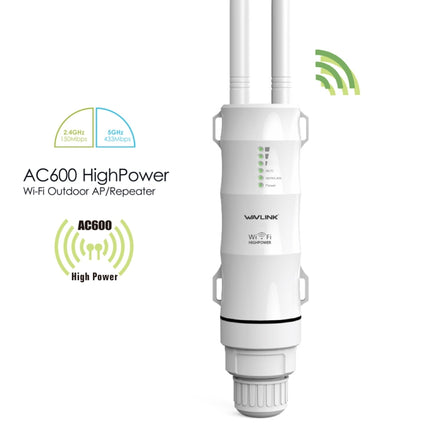 WAVLINK AC600 AP 2.4G/5G Dual Frequency Outdoor High Power Repeater, Pulg Type:US Plug-garmade.com