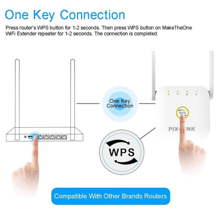 PIX-LINK WR22 300Mbps Wifi Wireless Signal Amplification Enhancement Extender, Plug Type:US Plug(Black)-garmade.com
