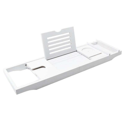 Multifunctional Telescopic Shelf Toilet Bath Tablet Phone Holder Bathroom Bathtub Holder Rack, Style:Single Box(White)-garmade.com