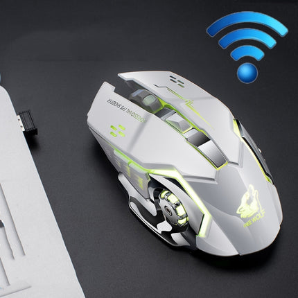 FREEDOM-WOLF X8 2400 DPI 6 Keys 2.4G Wireless Charging Silent Luminous Gaming Mechanical Mouse(White )-garmade.com