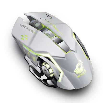 FREEDOM-WOLF X8 2400 DPI 6 Keys 2.4G Wireless Charging Silent Luminous Gaming Mechanical Mouse(White )-garmade.com
