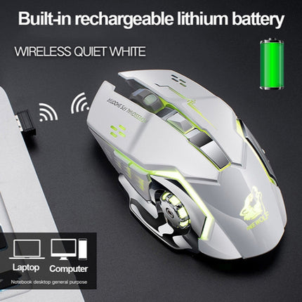 FREEDOM-WOLF X8 2400 DPI 6 Keys 2.4G Wireless Charging Silent Luminous Gaming Mechanical Mouse(White )-garmade.com