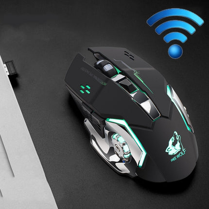 FREEDOM-WOLF X8 2400 DPI 6 Keys 2.4G Wireless Charging Silent Luminous Gaming Mechanical Mouse(Black )-garmade.com