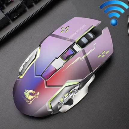 FREEDOM-WOLF X8 2400 DPI 6 Keys 2.4G Wireless Charging Silent Luminous Gaming Mechanical Mouse(Metal Grey)-garmade.com