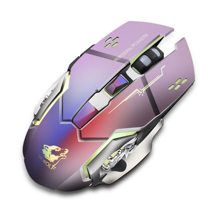 FREEDOM-WOLF X8 2400 DPI 6 Keys 2.4G Wireless Charging Silent Luminous Gaming Mechanical Mouse(Metal Grey)-garmade.com